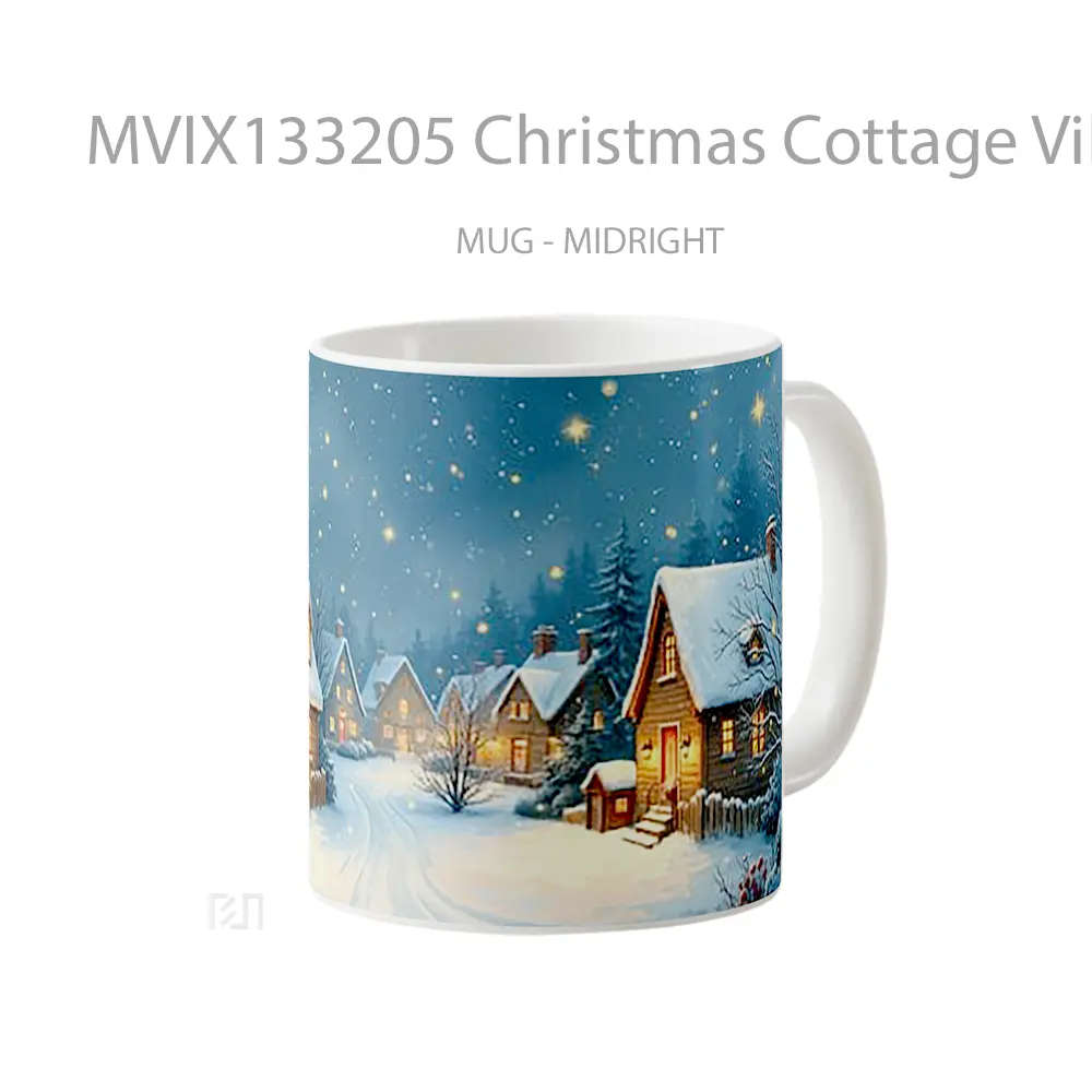 Mug Christmas Cottage Village Gelas Keramik Unik - All-side / Desain