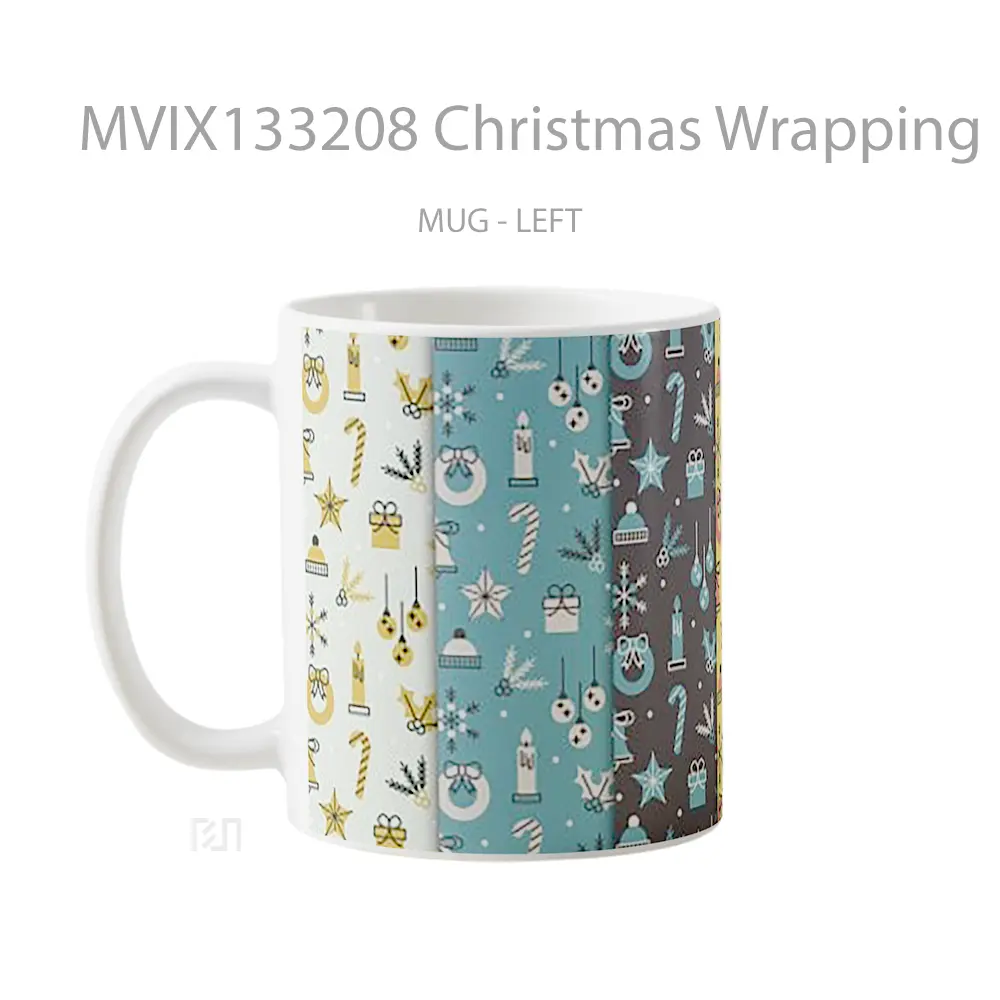 Mug Christmas Wrapping Paper Gelas Keramik Unik - All-side / Desain