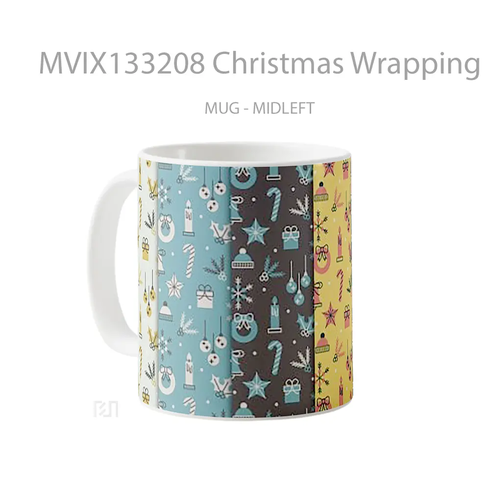 Mug Christmas Wrapping Paper Gelas Keramik Unik - All-side / Desain
