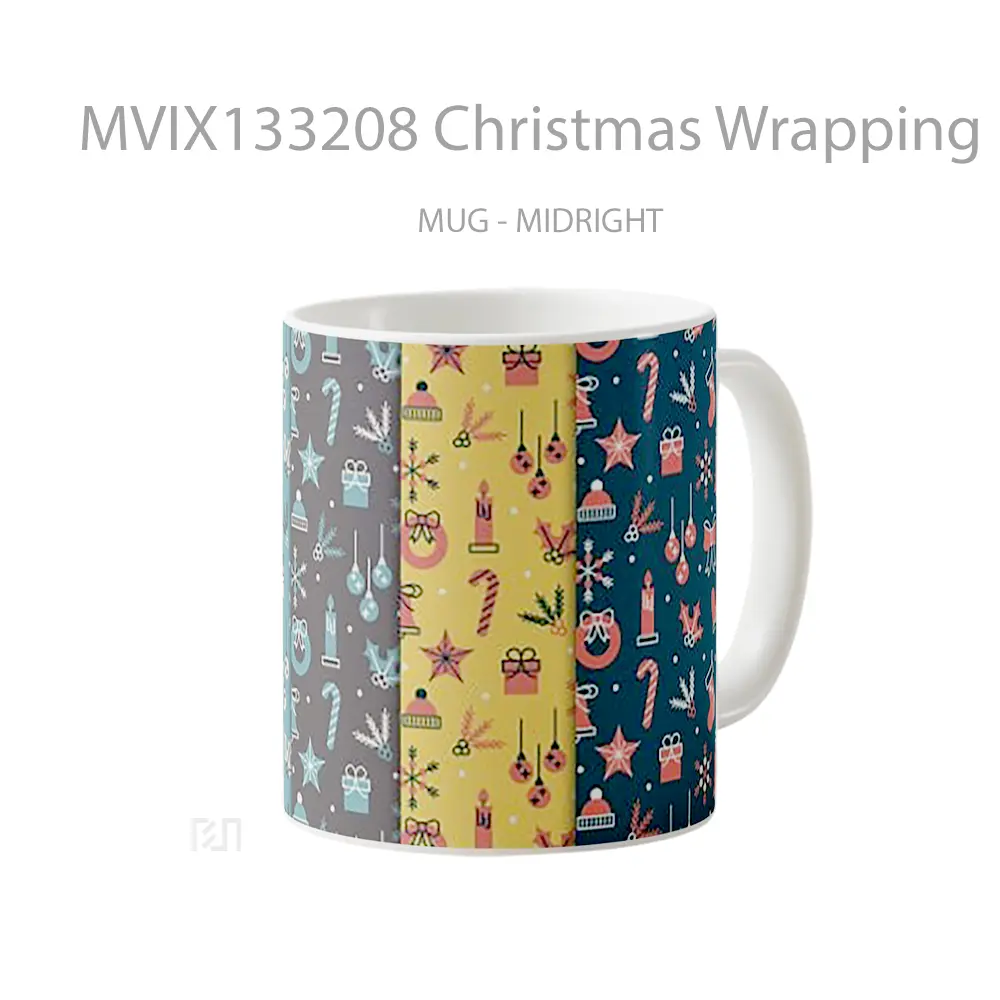 Mug Christmas Wrapping Paper Gelas Keramik Unik - All-side / Desain