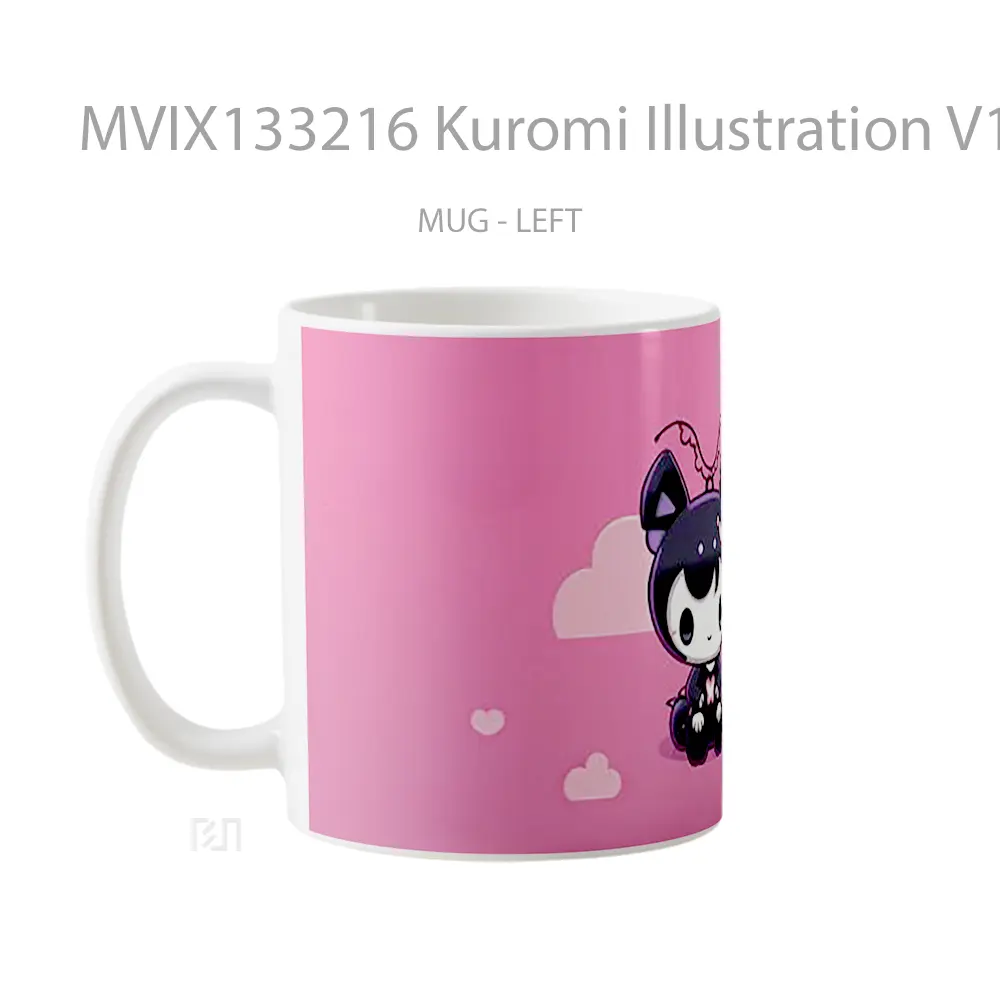 Mug Kuromi Illustration V1 Gelas Seni Modern - All-side / Desain