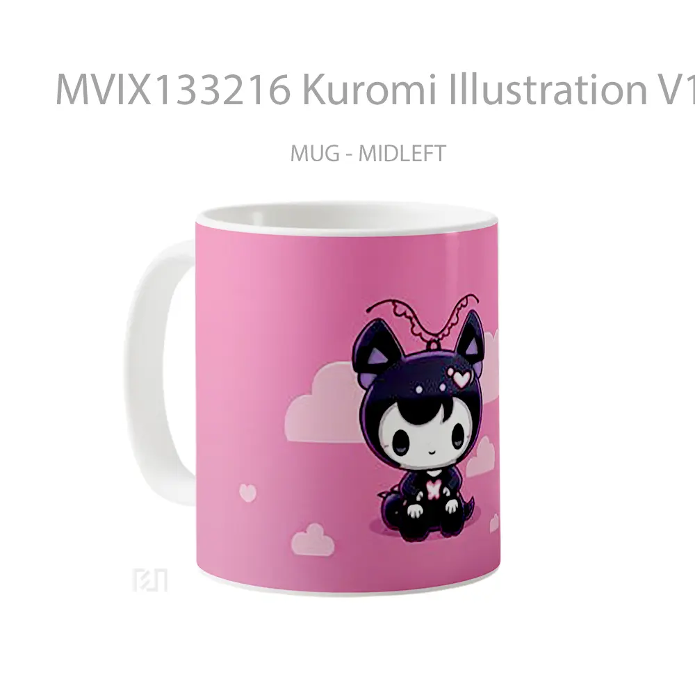 Mug Kuromi Illustration V1 Gelas Seni Modern - All-side / Desain