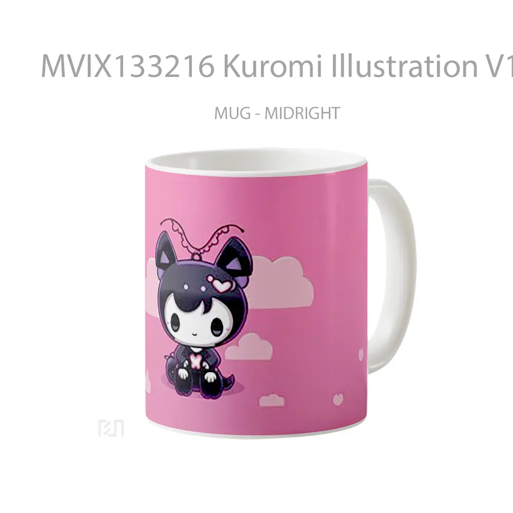 Mug Kuromi Illustration V1 Gelas Seni Modern - All-side / Desain
