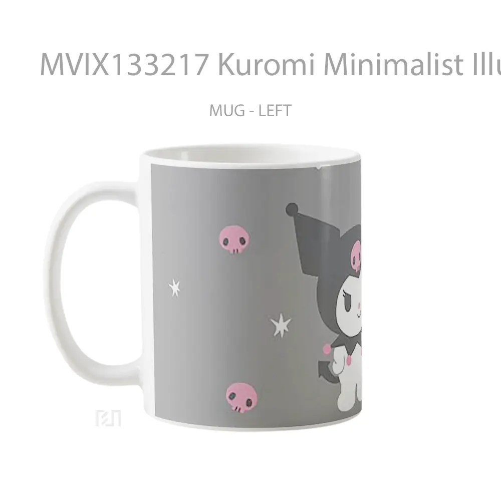 Mug Kuromi Minimalist Illustration Gelas Seni Modern - All-side / Desain