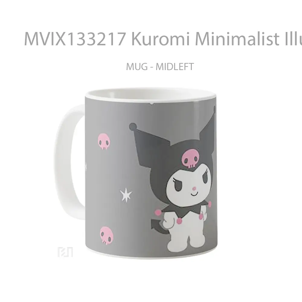 Mug Kuromi Minimalist Illustration Gelas Seni Modern - All-side / Desain