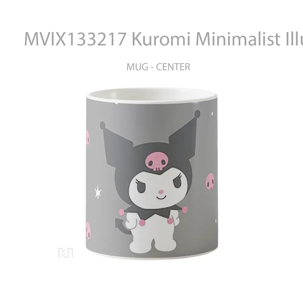 Mug Kuromi Minimalist Illustration Gelas Seni Modern