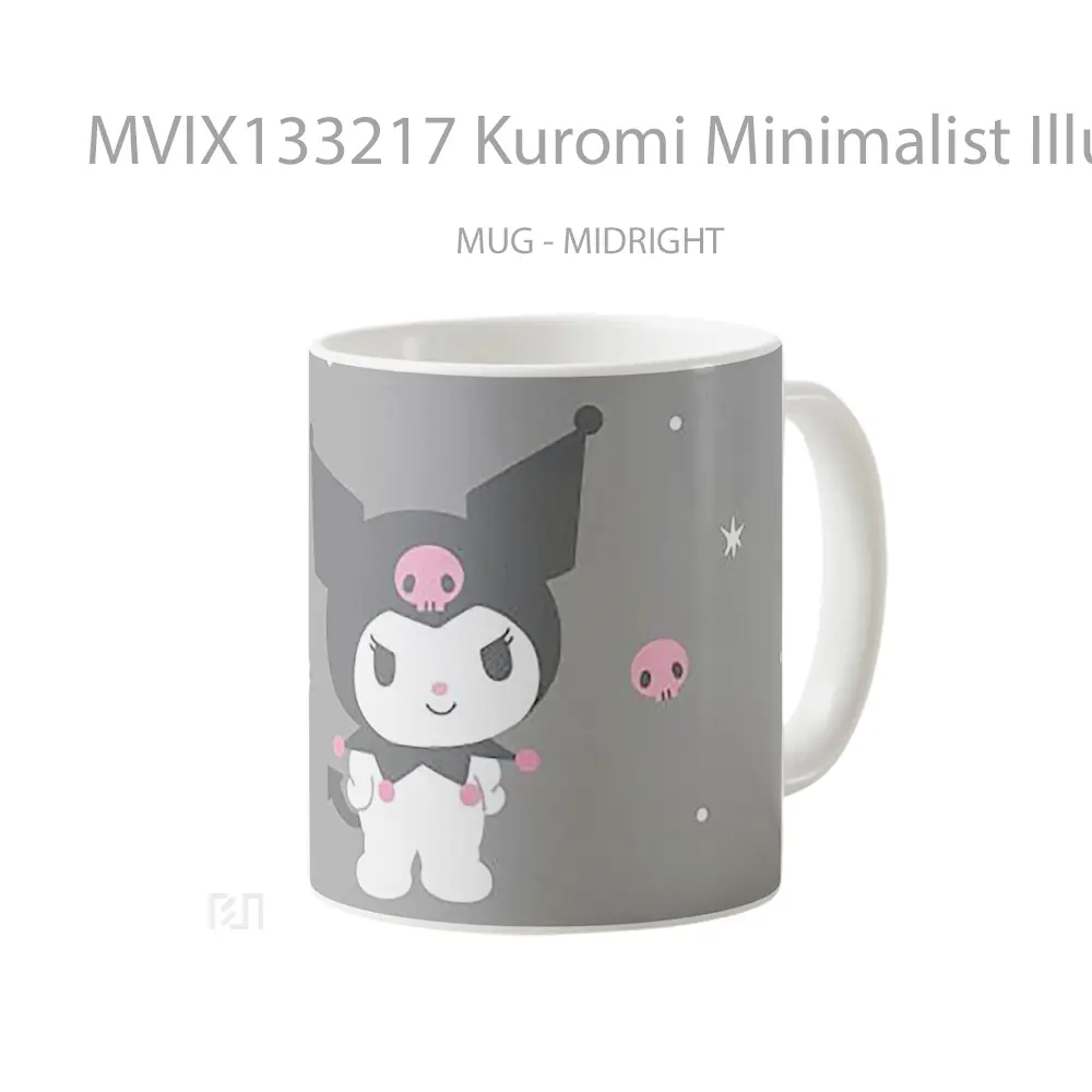 Mug Kuromi Minimalist Illustration Gelas Seni Modern - All-side / Desain