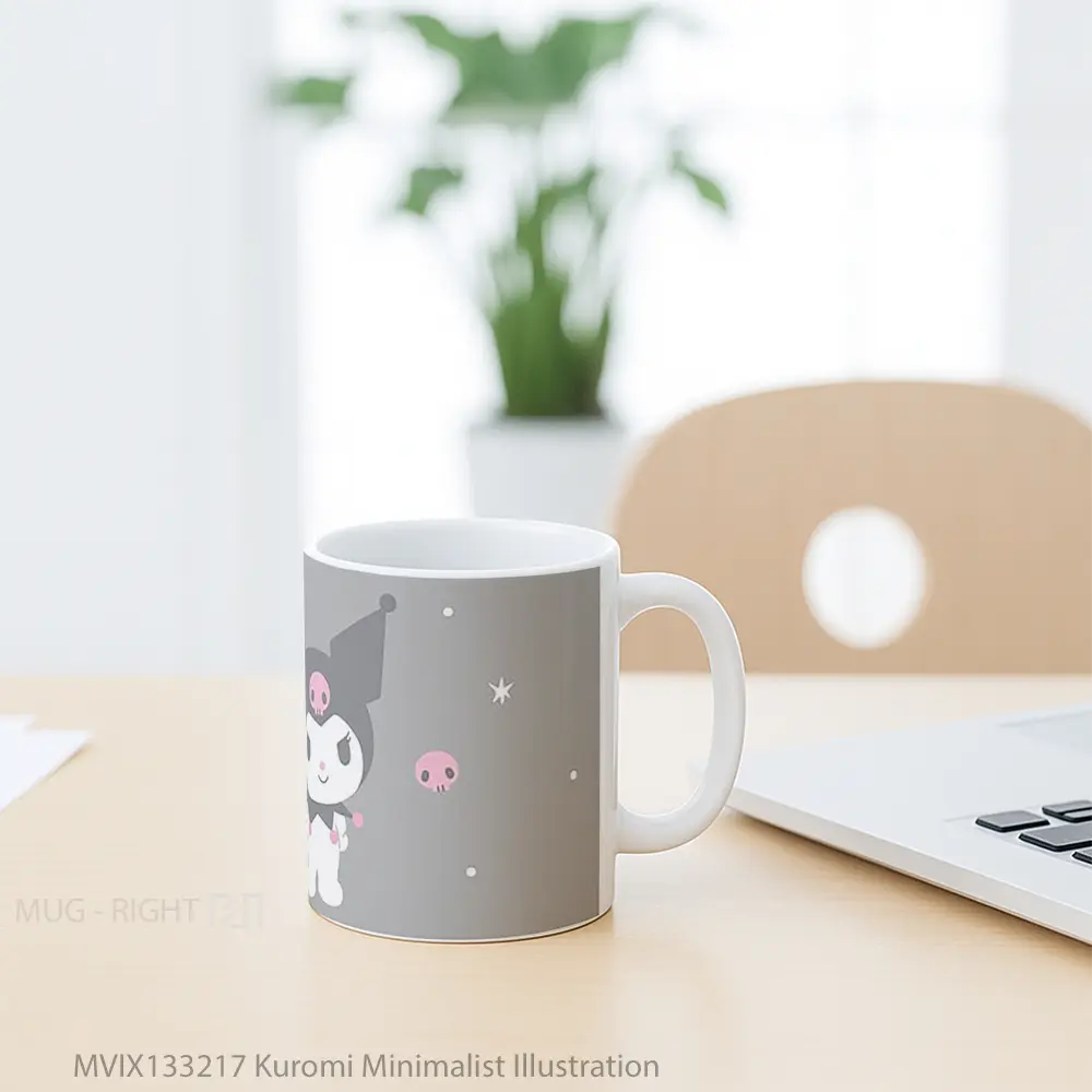 Mug Kuromi Minimalist Illustration Gelas Seni Modern - All-side / Desain