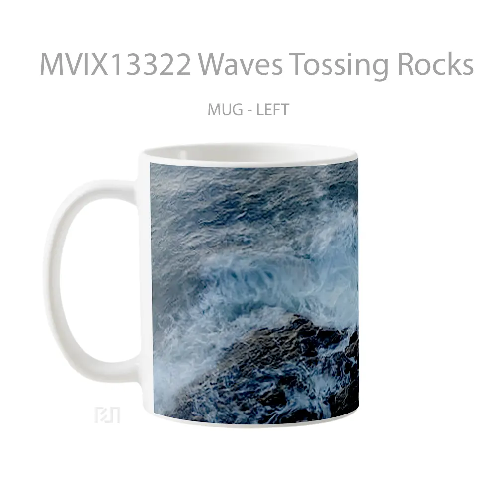 Mug Waves Tossing Rocks Gelas Keramik Unik - All-side / Desain
