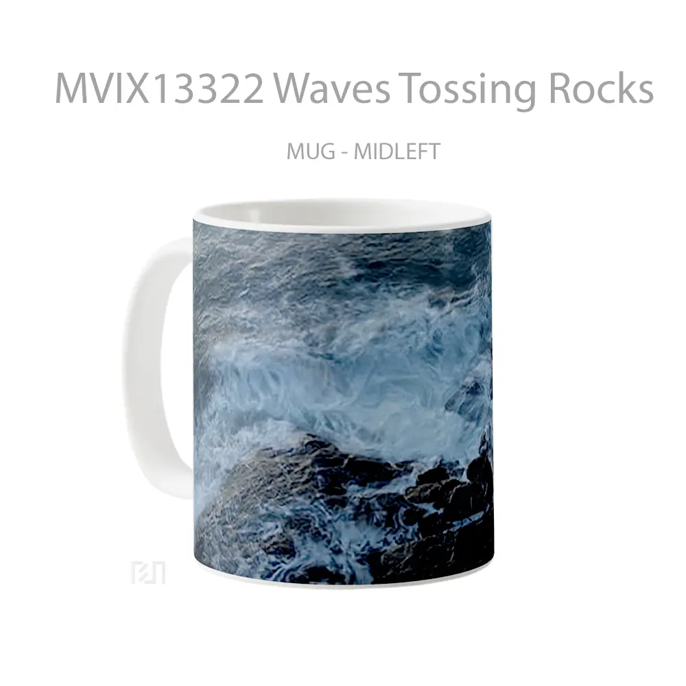 Mug Waves Tossing Rocks Gelas Keramik Unik - All-side / Desain