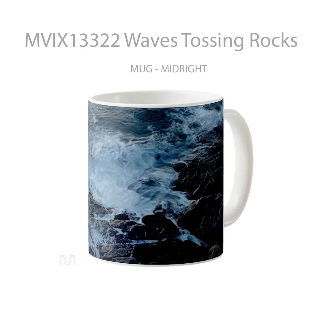 Mug Waves Tossing Rocks Gelas Keramik Unik - All-side / Desain