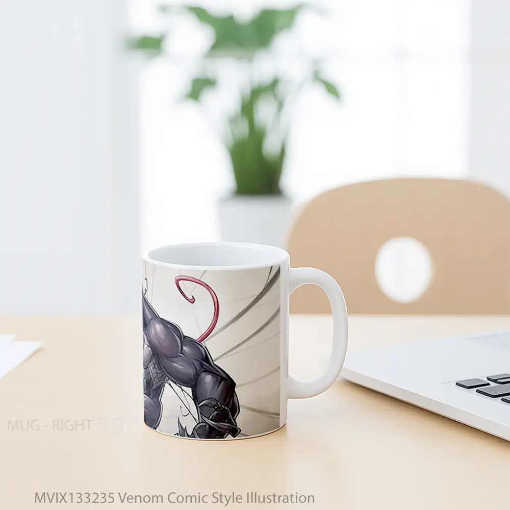 Mug Venom Comic Style Illustration Gelas Superhero - All-side / Desain