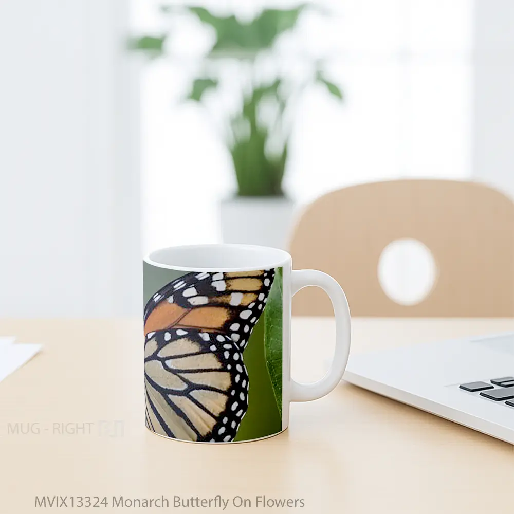Mug Monarch Butterfly On Flowers Gelas Hewan Lucu - All-side / Desain