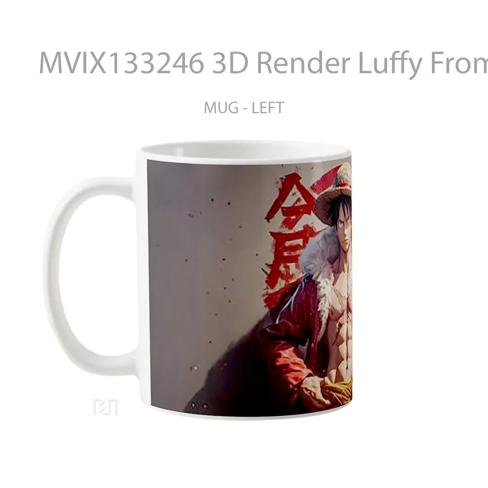 Mug 3D Render Luffy From One Piece Cangkir Anime - All-side / Desain
