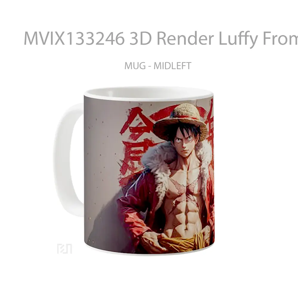 Mug 3D Render Luffy From One Piece Cangkir Anime - All-side / Desain