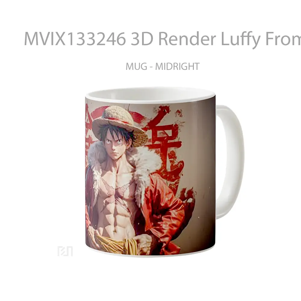Mug 3D Render Luffy From One Piece Cangkir Anime - All-side / Desain