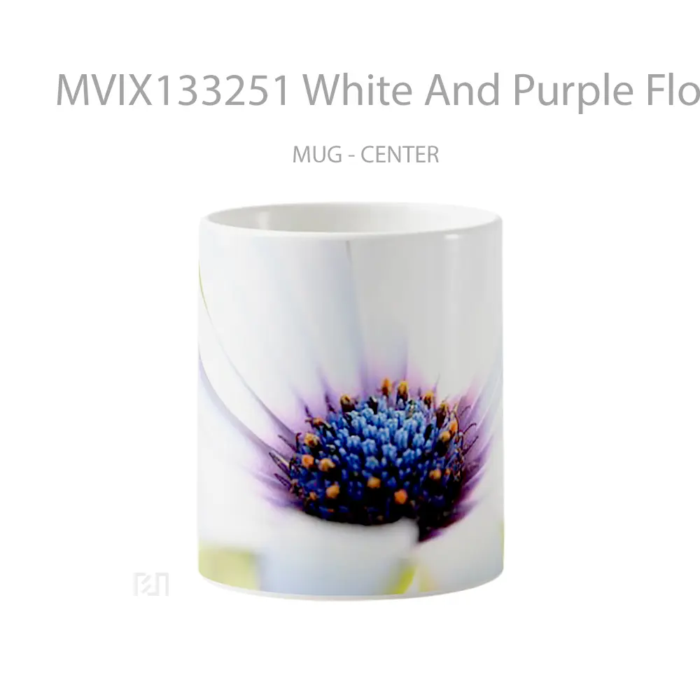 Mug White And Purple Flower Gelas Pemandangan Alam
