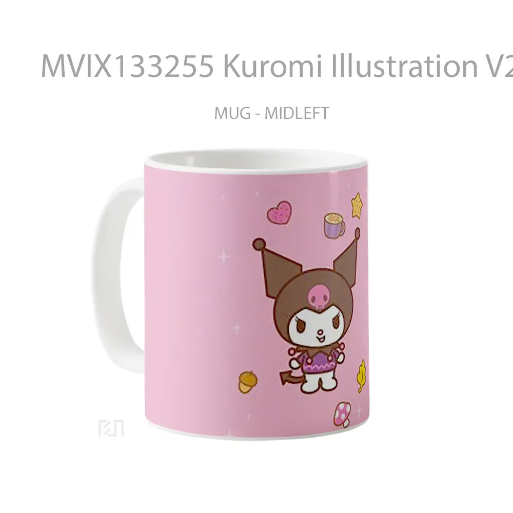 Mug Kuromi Illustration V2 Gelas Seni Modern - All-side / Desain