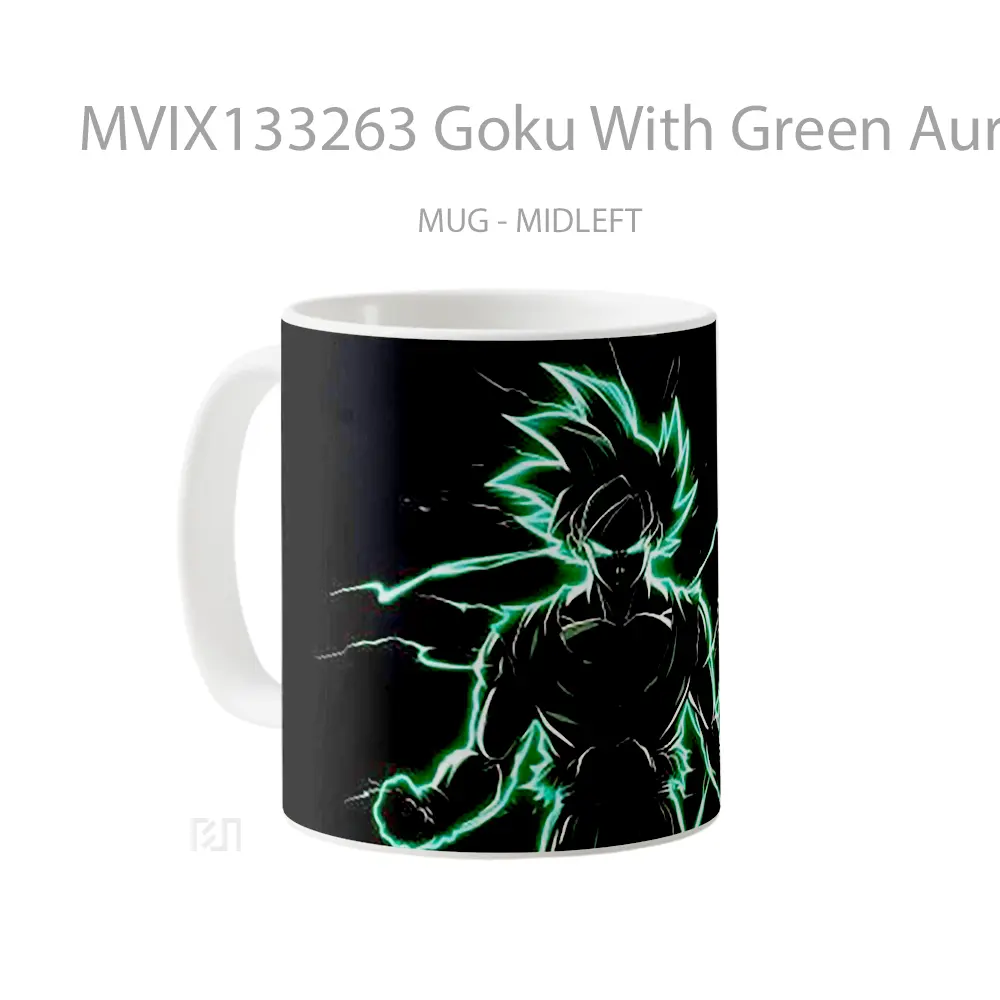 Mug Goku With Green Aura Cangkir Anime - All-side / Desain