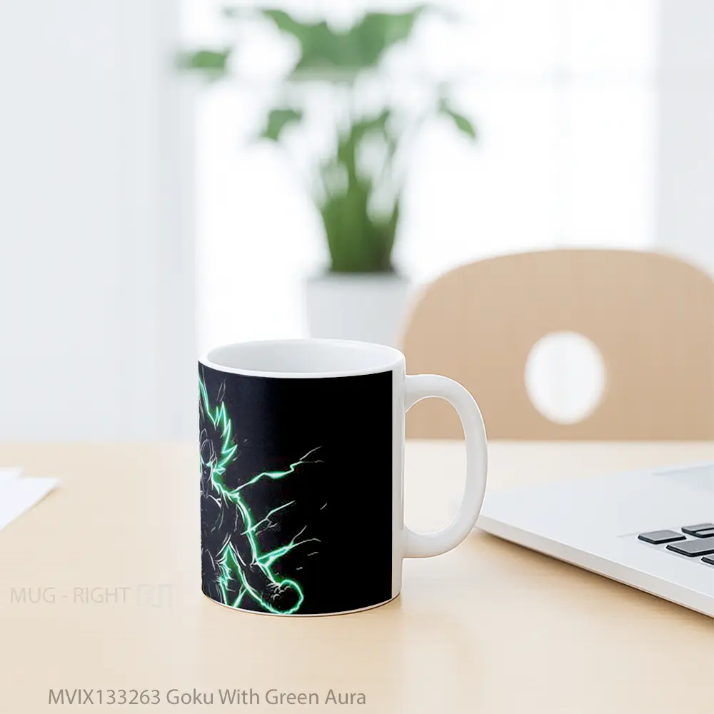Mug Goku With Green Aura Cangkir Anime - All-side / Desain