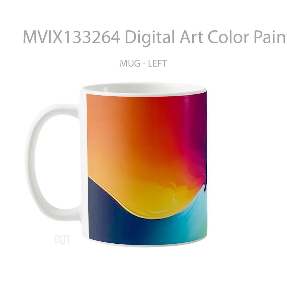 Mug Digital Art Color Paint Mixing Gelas Seni Modern - All-side / Desain