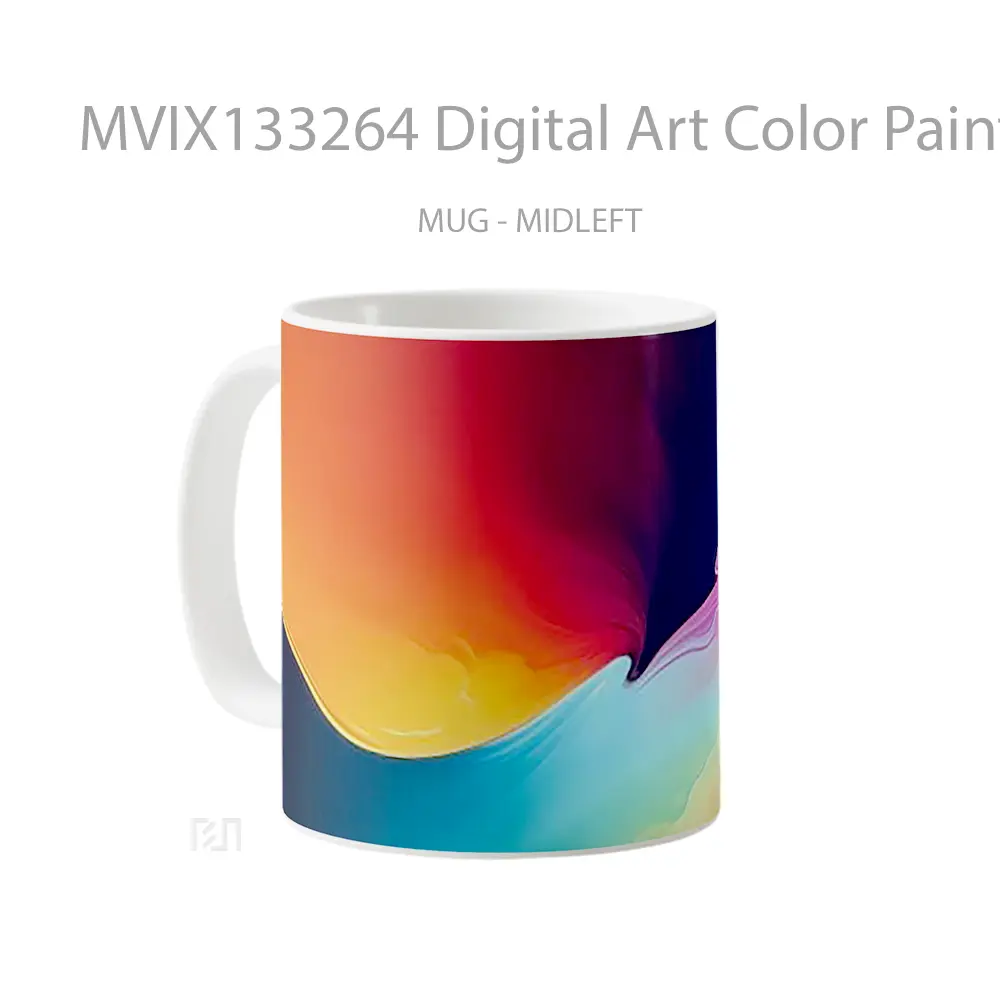 Mug Digital Art Color Paint Mixing Gelas Seni Modern - All-side / Desain