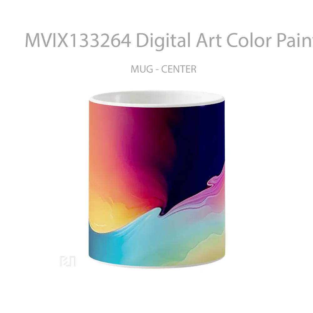 Mug Digital Art Color Paint Mixing Gelas Seni Modern