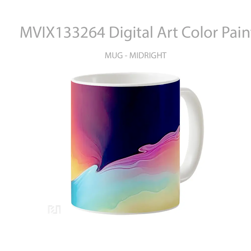 Mug Digital Art Color Paint Mixing Gelas Seni Modern - All-side / Desain