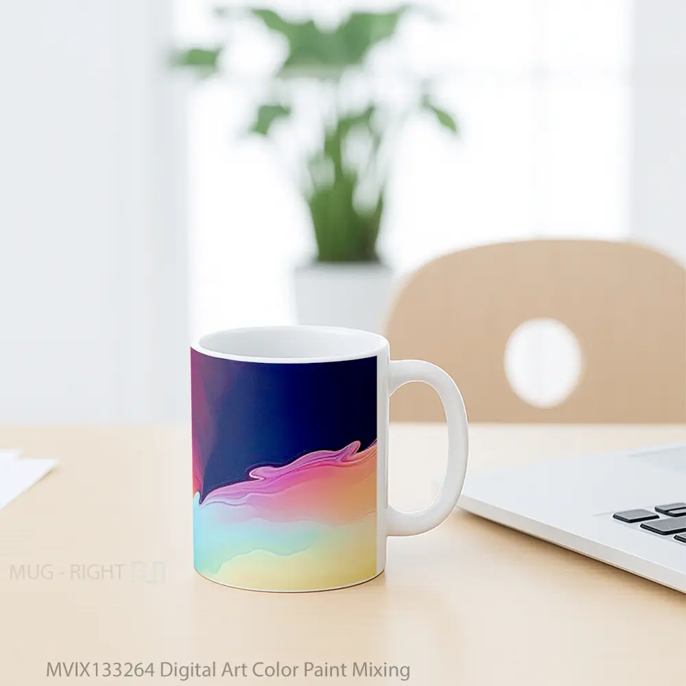 Mug Digital Art Color Paint Mixing Gelas Seni Modern - All-side / Desain