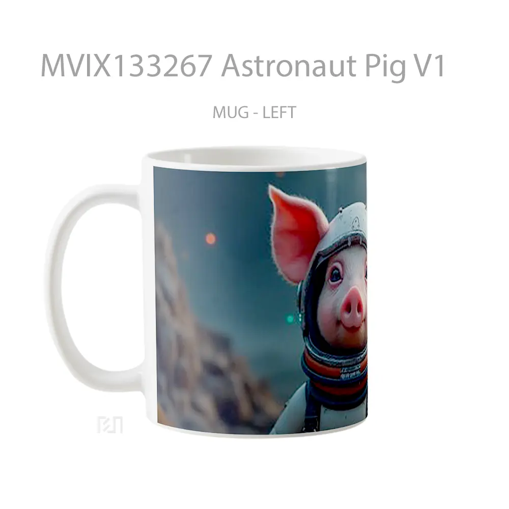 Mug Astronaut Pig V1 Gelas Hewan Lucu - All-side / Desain