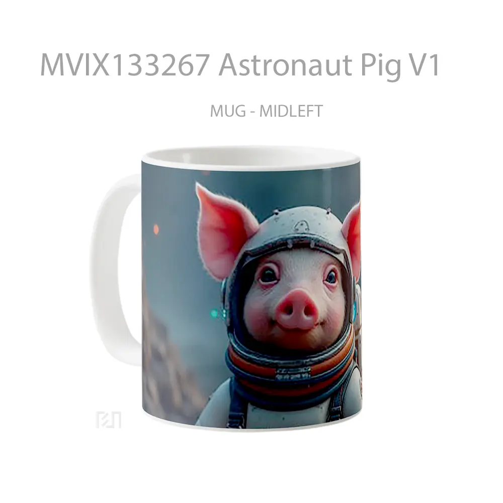 Mug Astronaut Pig V1 Gelas Hewan Lucu - All-side / Desain