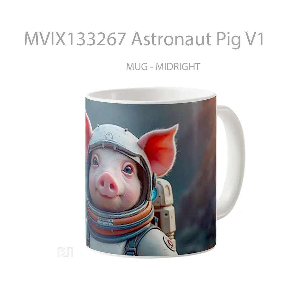 Mug Astronaut Pig V1 Gelas Hewan Lucu - All-side / Desain