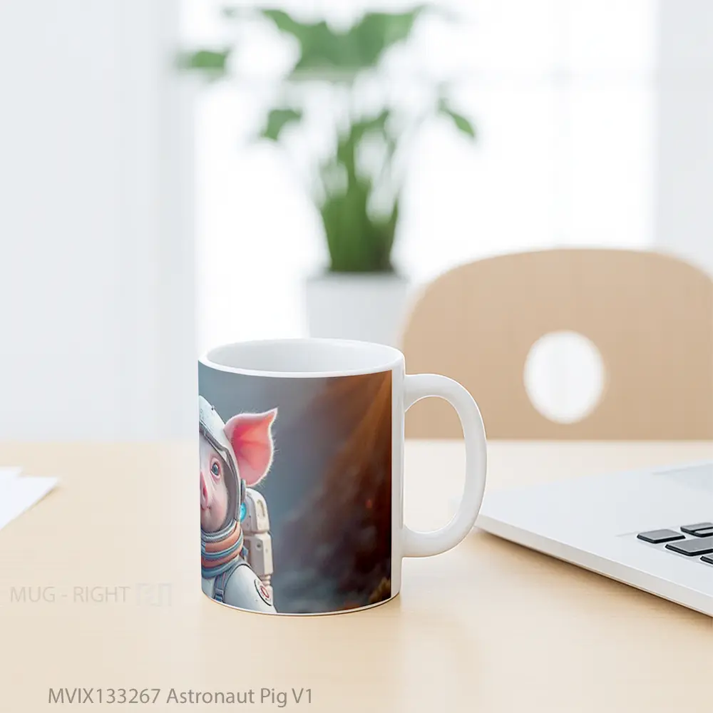 Mug Astronaut Pig V1 Gelas Hewan Lucu - All-side / Desain