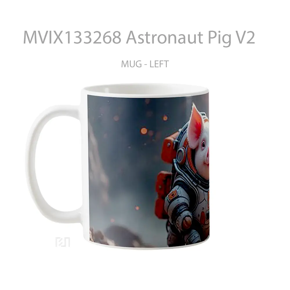 Mug Astronaut Pig V2 Gelas Hewan Lucu - All-side / Desain