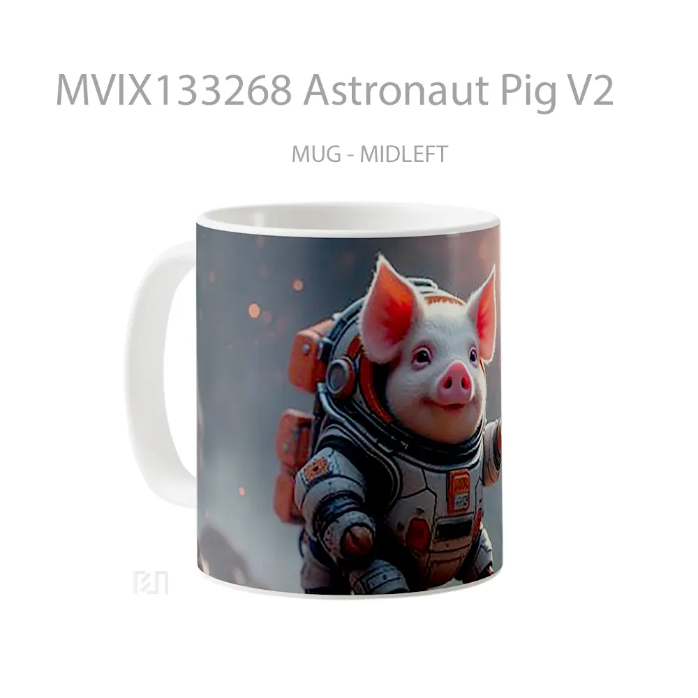 Mug Astronaut Pig V2 Gelas Hewan Lucu - All-side / Desain