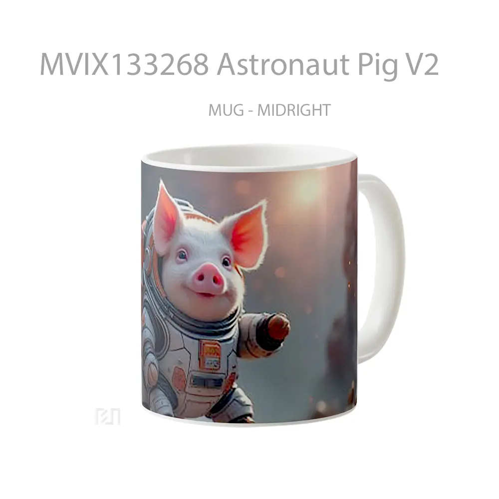 Mug Astronaut Pig V2 Gelas Hewan Lucu - All-side / Desain