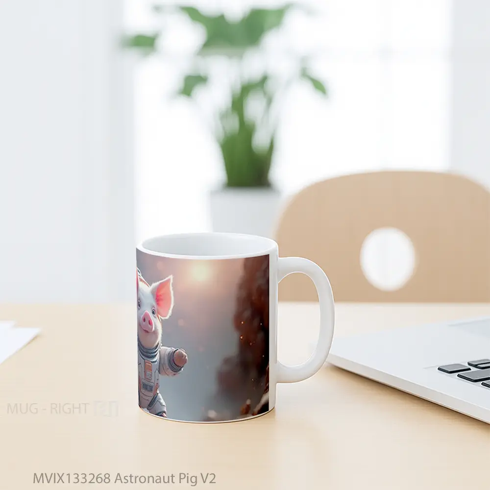 Mug Astronaut Pig V2 Gelas Hewan Lucu - All-side / Desain
