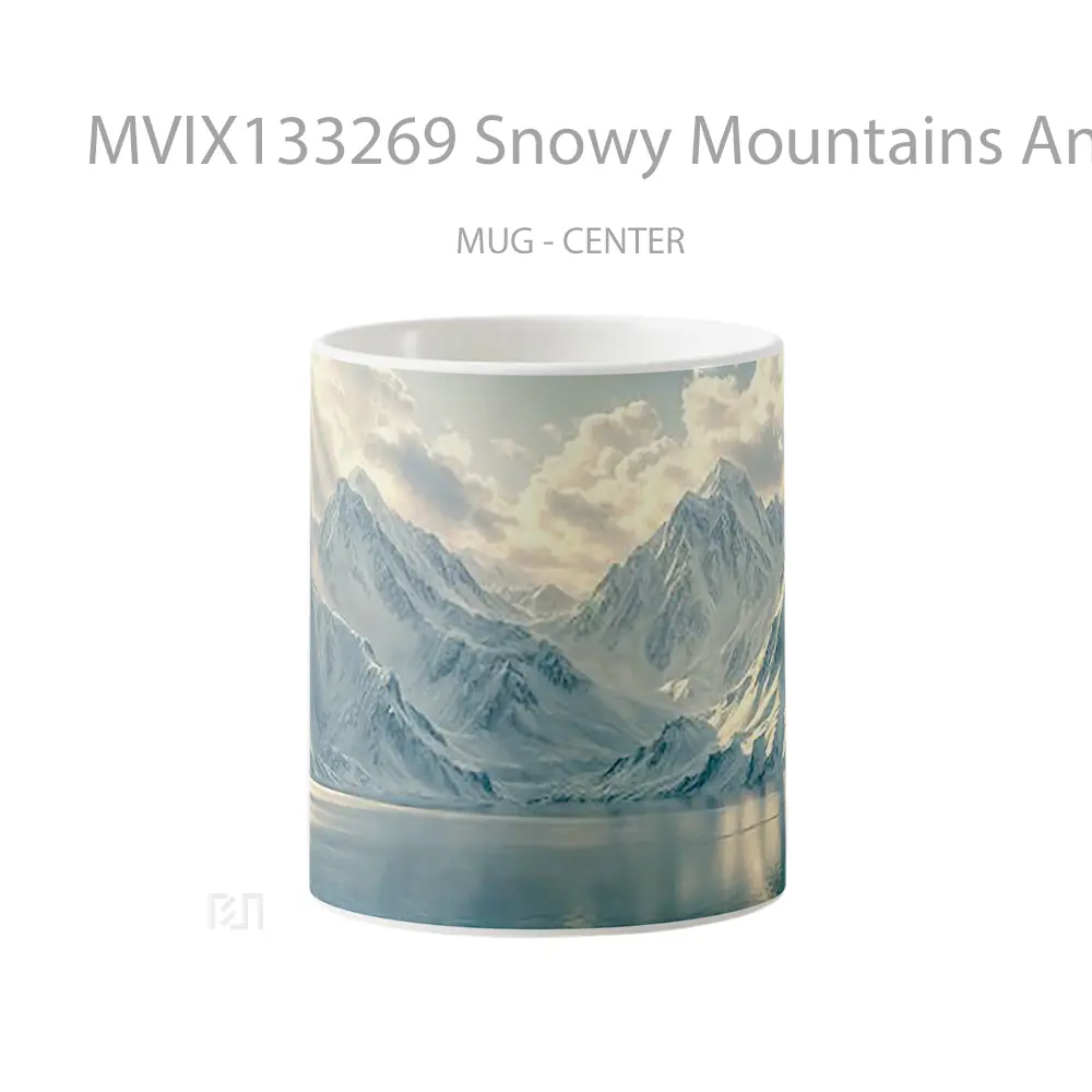 Mug Keramik Premium SNI - Mug Snowy Mountains And A Lake V1 Gelas Pemandangan Alam