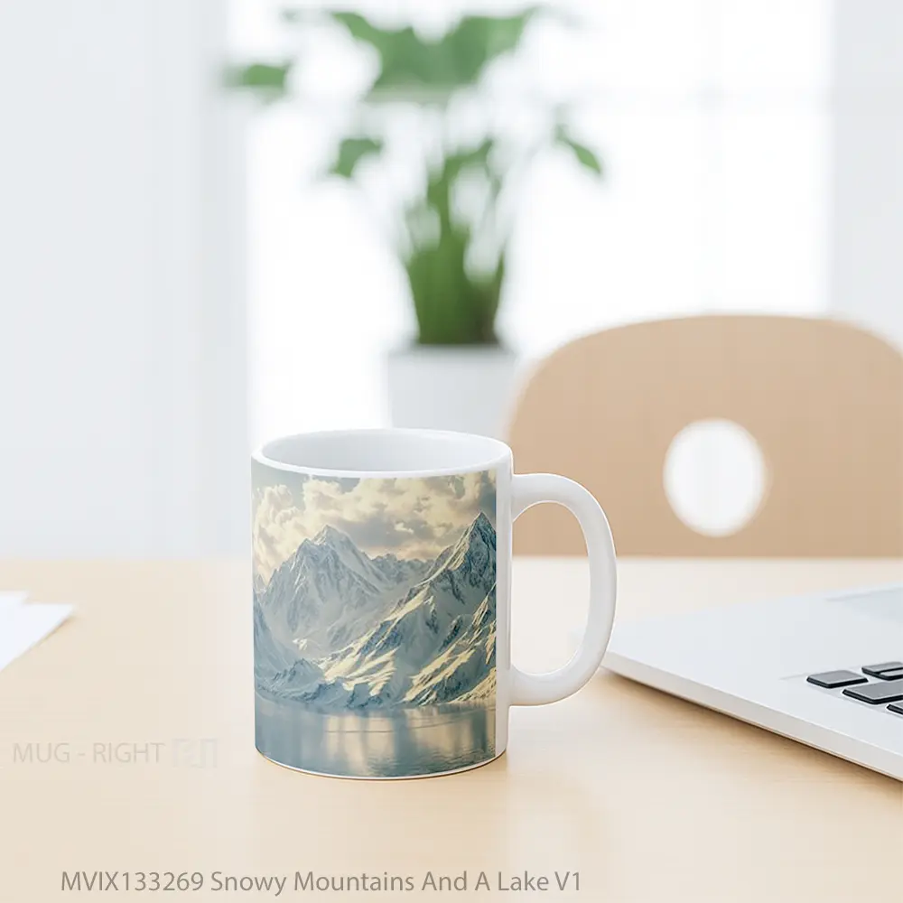 Mug Snowy Mountains And A Lake V1 Gelas Pemandangan Alam - All-side / Desain
