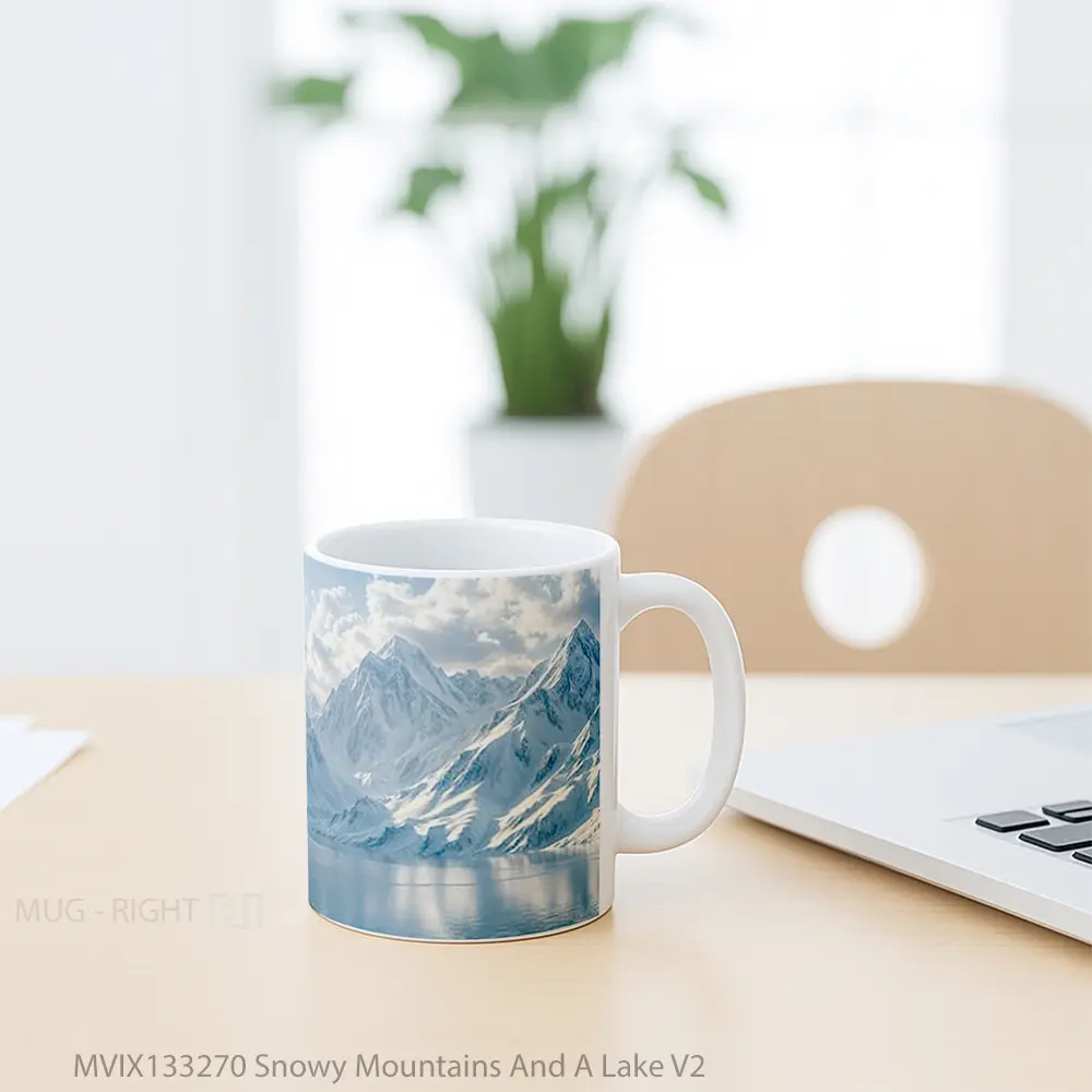 Mug Snowy Mountains And A Lake V2 Gelas Pemandangan Alam - All-side / Desain