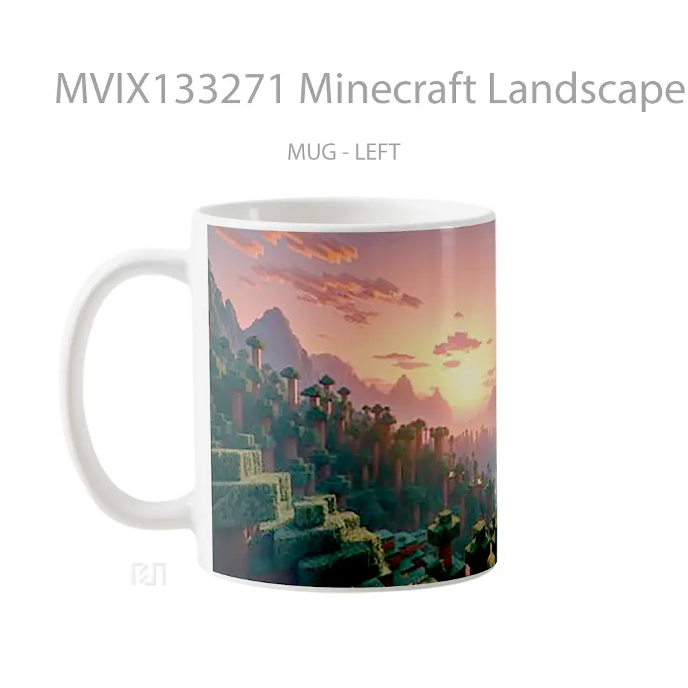 Mug Minecraft Landscape Sunset In The Jungle Cangkir Gamer - All-side / Desain
