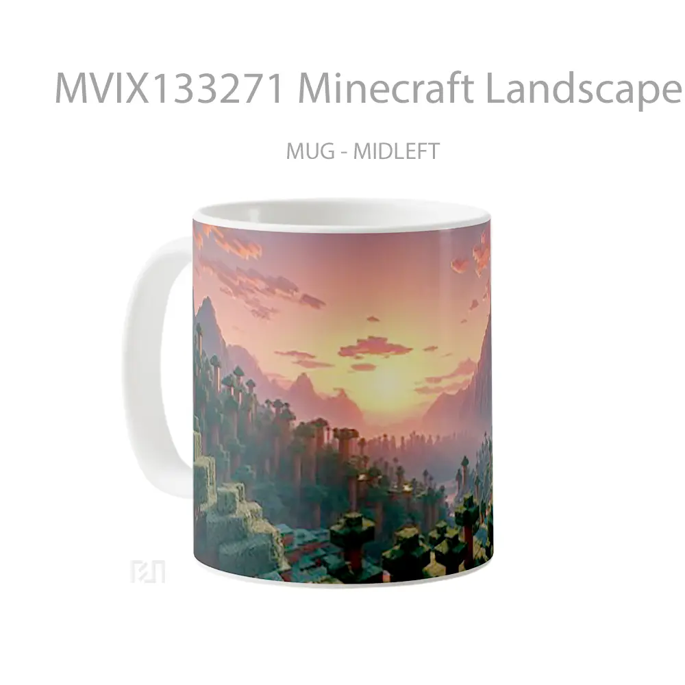 Mug Minecraft Landscape Sunset In The Jungle Cangkir Gamer - All-side / Desain