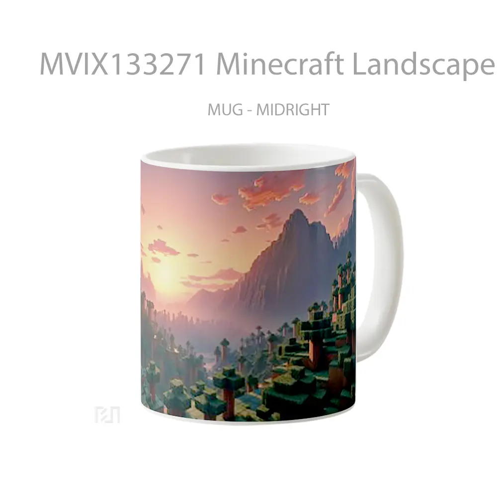 Mug Minecraft Landscape Sunset In The Jungle Cangkir Gamer - All-side / Desain