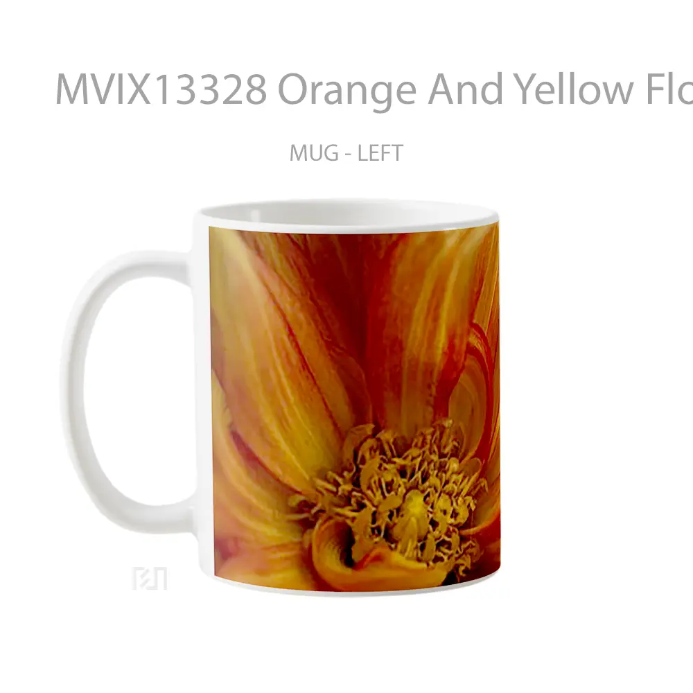 Mug Orange And Yellow Flower Petals Gelas Pemandangan Alam - All-side / Desain