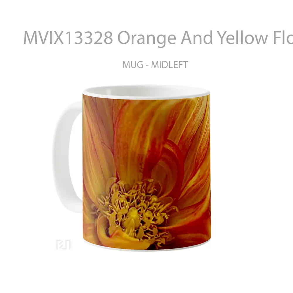 Mug Orange And Yellow Flower Petals Gelas Pemandangan Alam - All-side / Desain