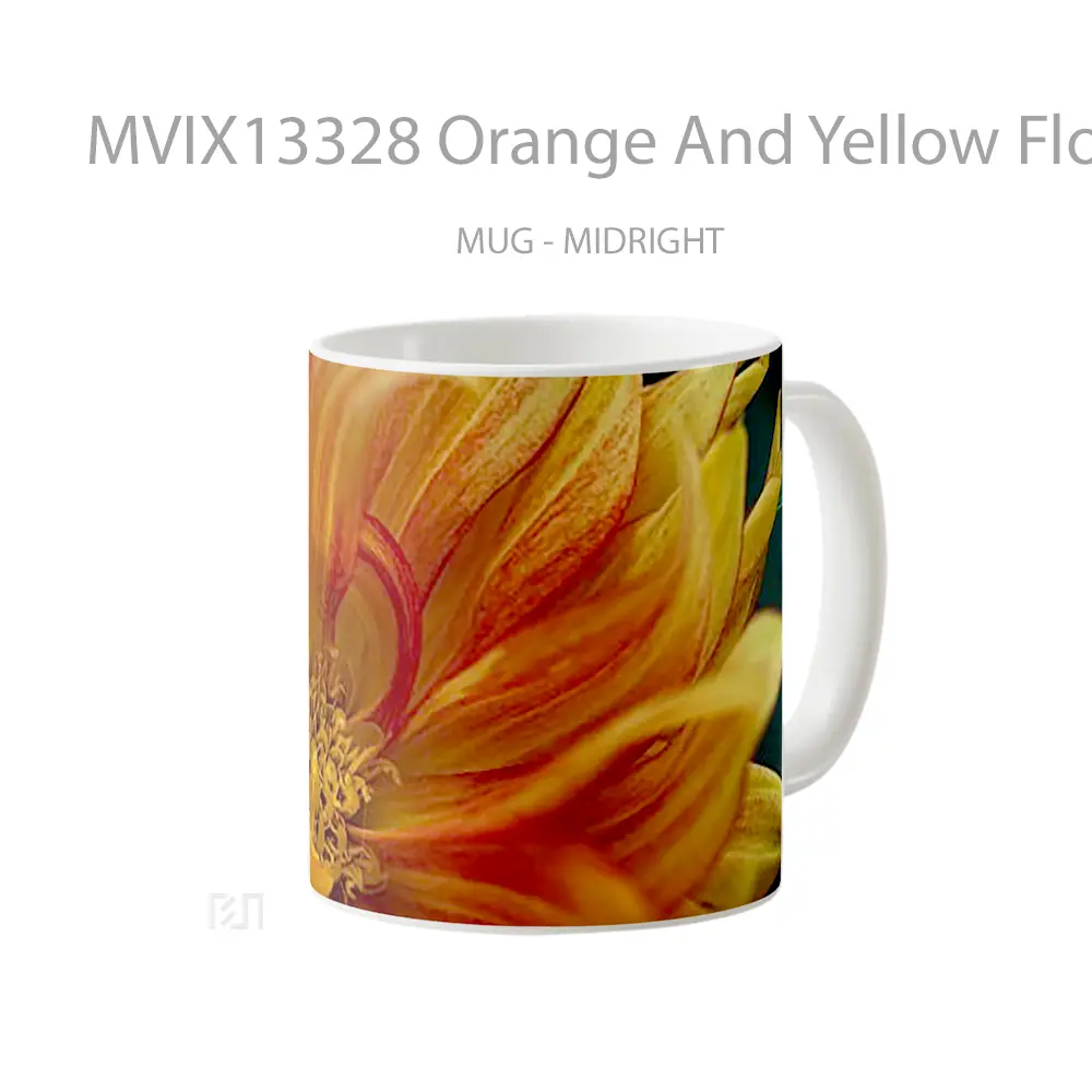 Mug Orange And Yellow Flower Petals Gelas Pemandangan Alam - All-side / Desain