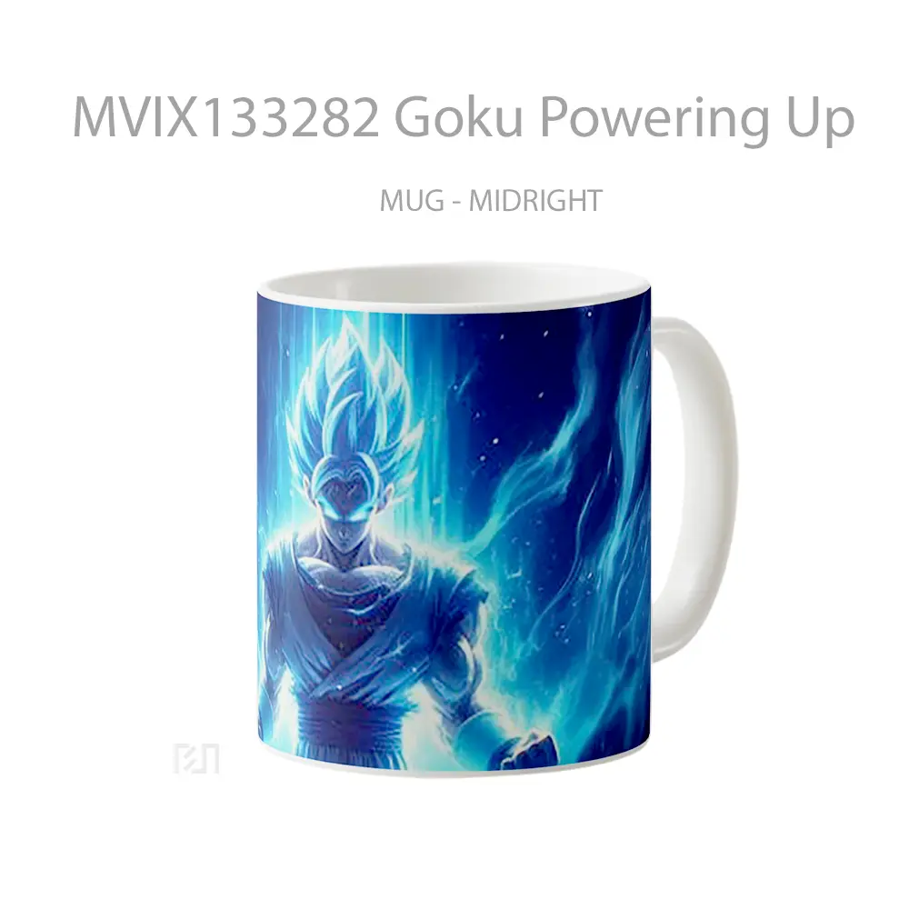 Mug Goku Powering Up Cangkir Anime - All-side / Desain