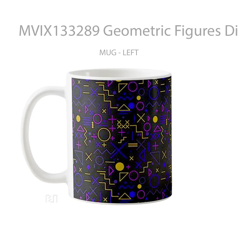 Mug Geometric Figures Digital Art V1 Gelas Seni Modern - All-side / Desain