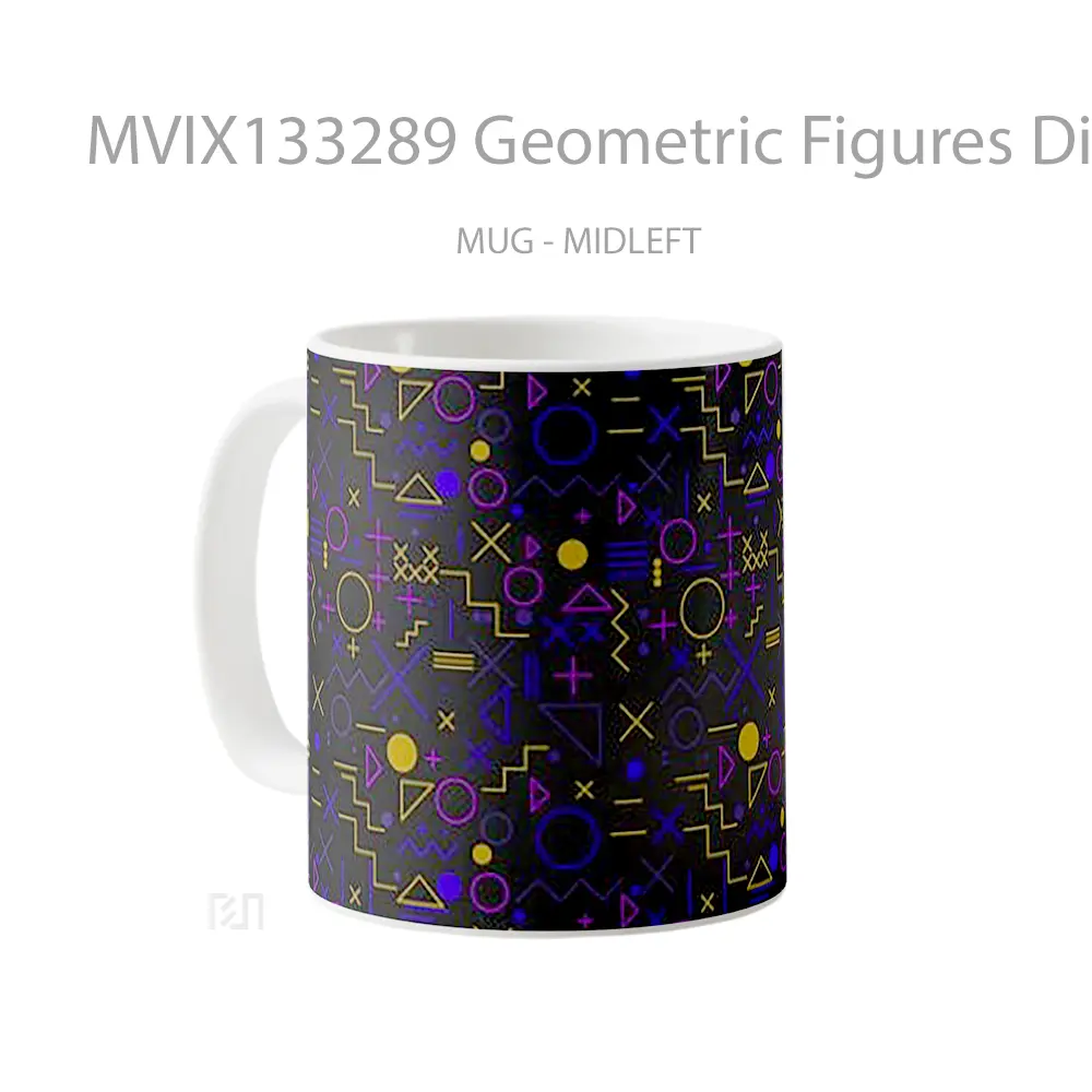 Mug Geometric Figures Digital Art V1 Gelas Seni Modern - All-side / Desain