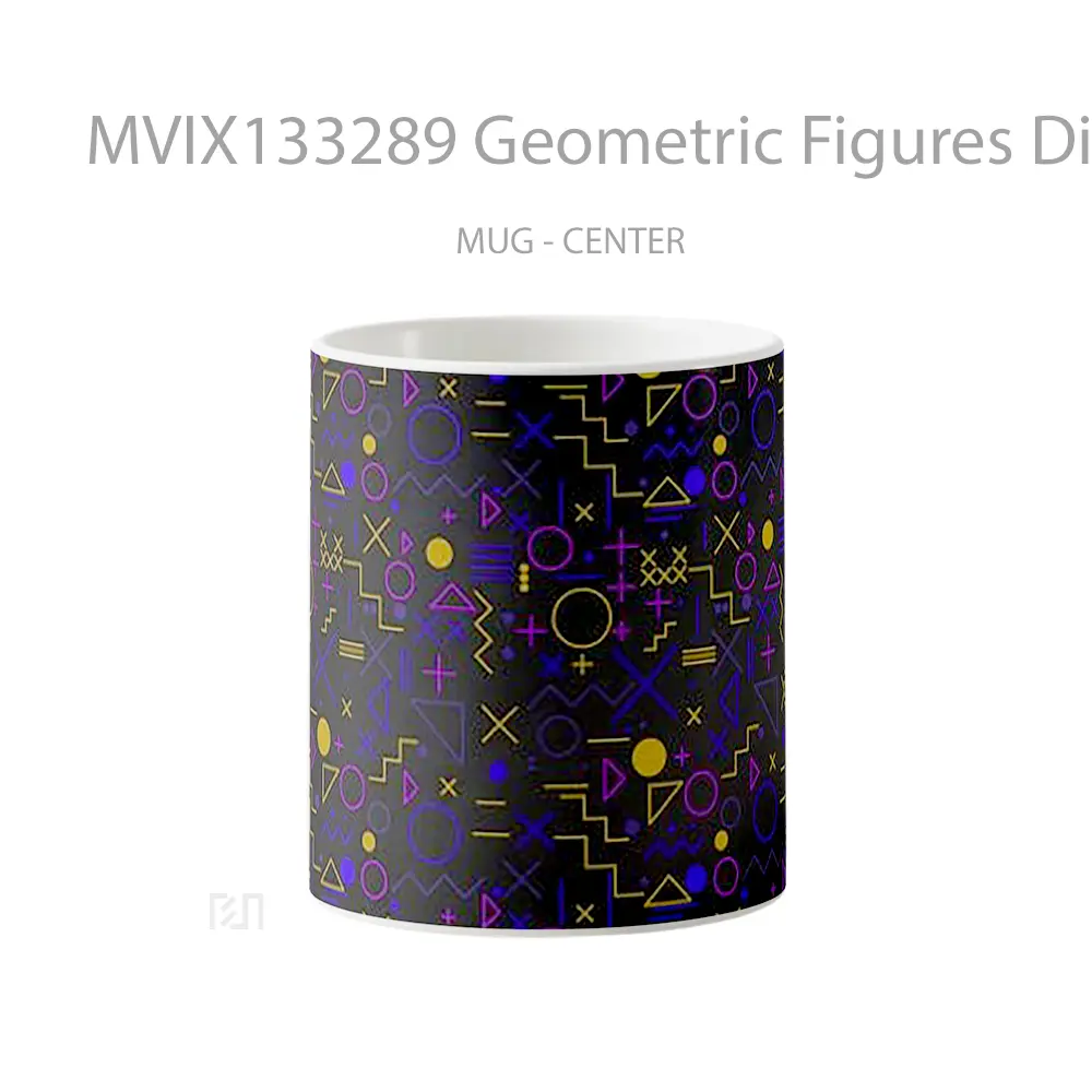 Mug Geometric Figures Digital Art V1 Gelas Seni Modern